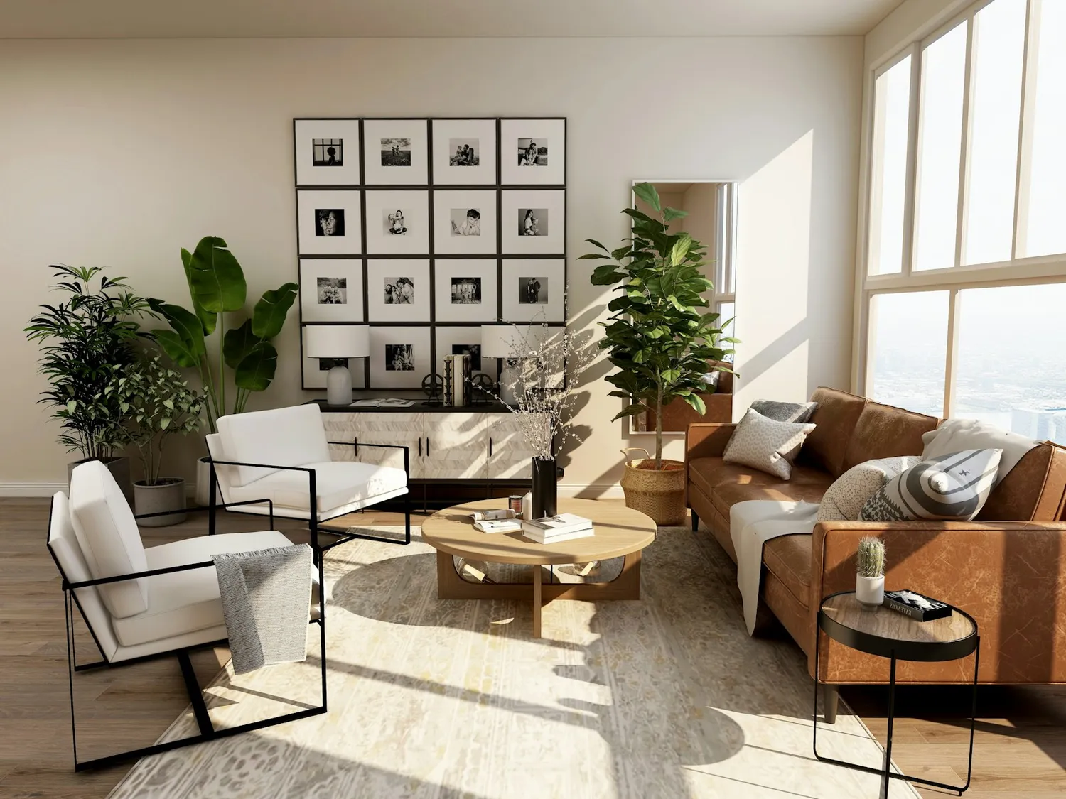 A calm natural interior with warm textures