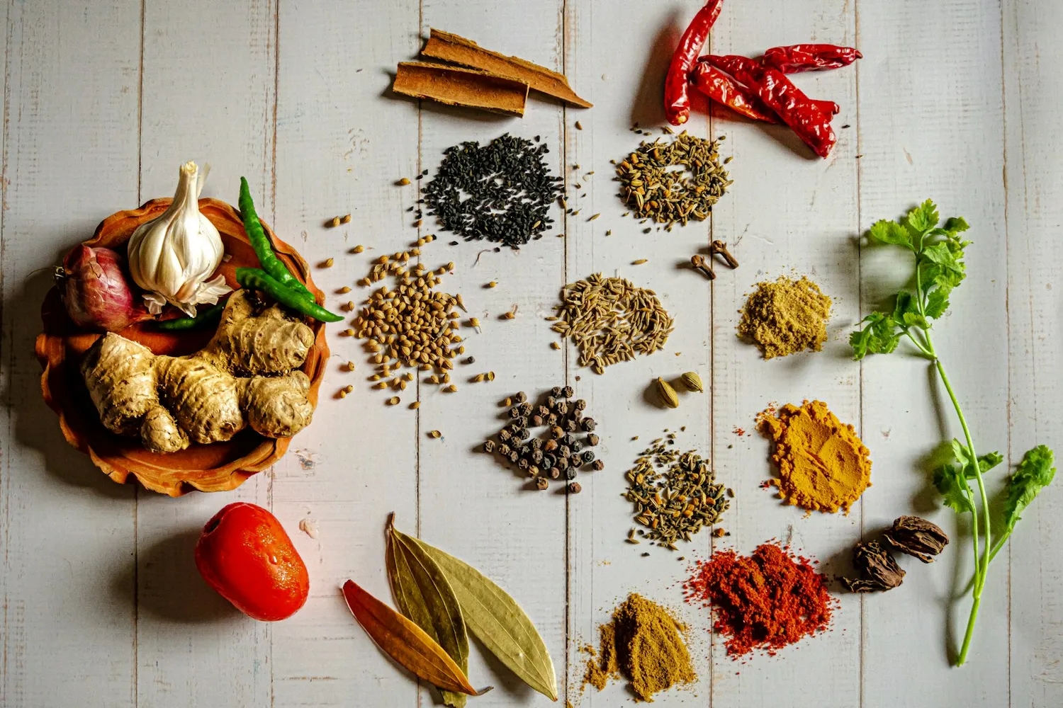 A selection of colourful spices and ingredients